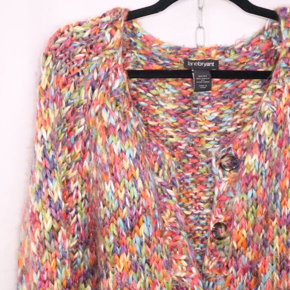 Multicolor WARM Lane Bryant Button Sweater Confetti Knit Cardigan Size 22/24 - Picture 6 of 9
